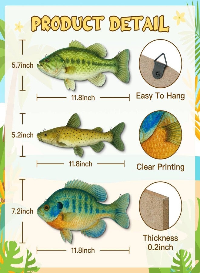 Putuo Decor 3 Pieces Wooden Beach Wall Decor Nautical Fish Wall Art Coastal Home Design for Lake House Bathroom Fishing Lodge - Image 2